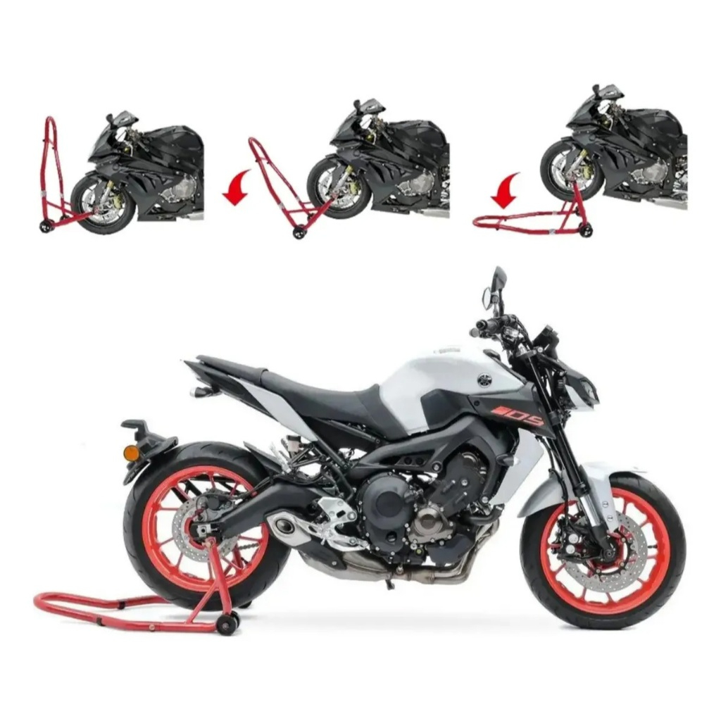 Conjunto de suportes dianteiro e traseiro para motocicleta, capacidade de carga de 1.000 libras, instalação fácil