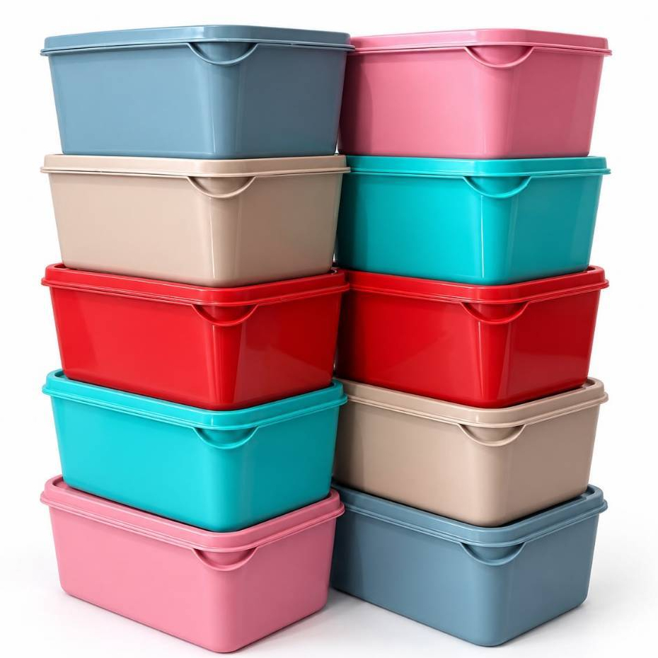 Super Kit 10 Potes 1L com Tampa – Marmita Pronta, Leve pro Trabalho, Freezer e Micro-ondas