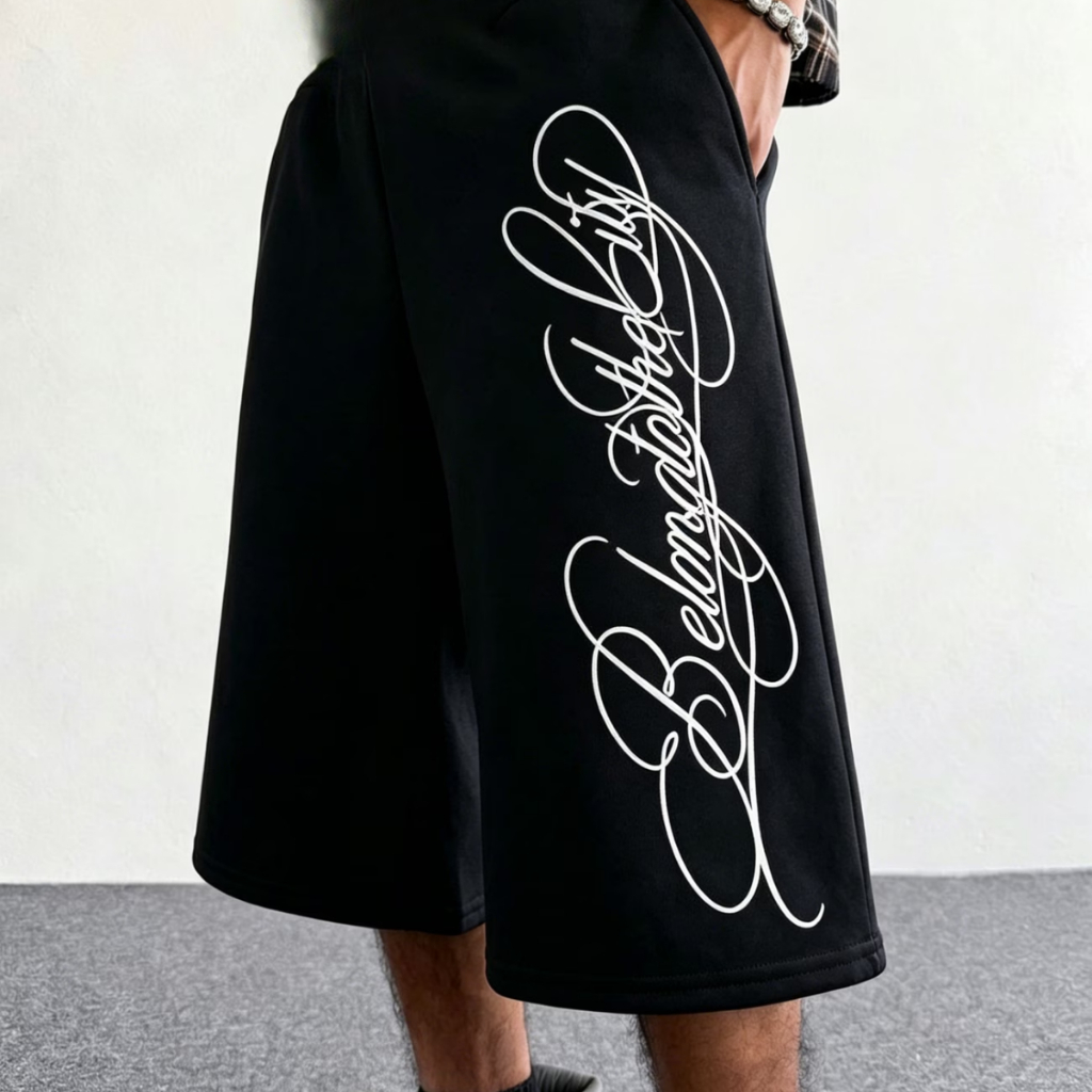 Bermuda Masculina Baggy Oversized Streetwear Estampada Lettering Urbano