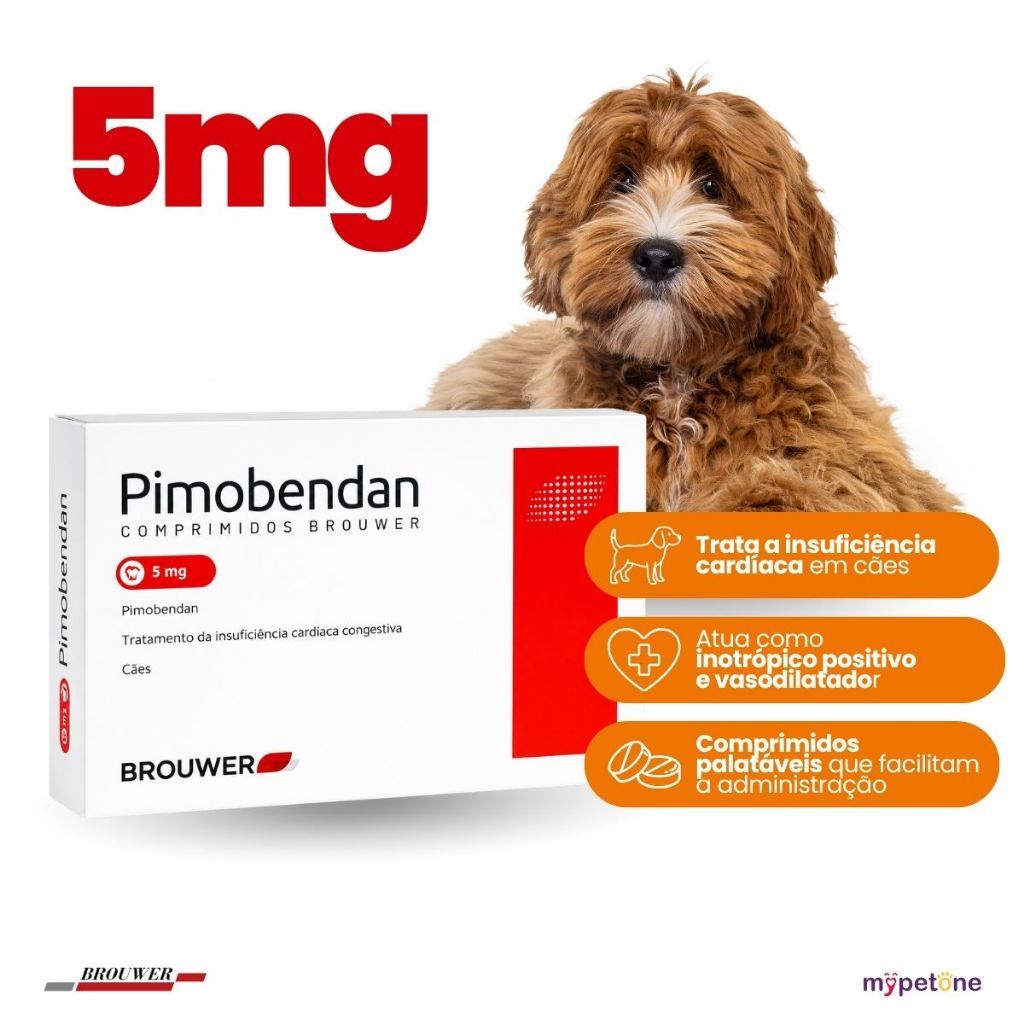 Pimobendan Brouwer 5mg Inotrópico Positivo Cães - 20 Comp