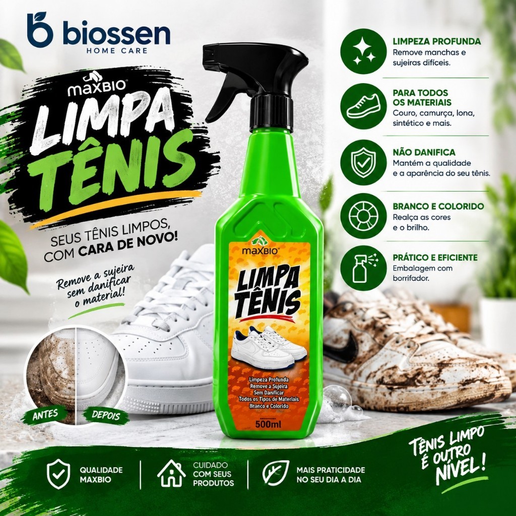 Limpeza Instantânea: Spray Limpa Tênis Sem Precisar de Água 500mL