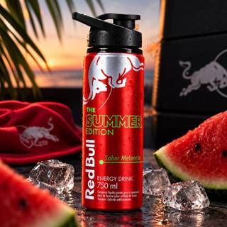 Garrafa Squeeze Melancia 750ml Estilo Red Bull Energy Drink Tampa com Bico