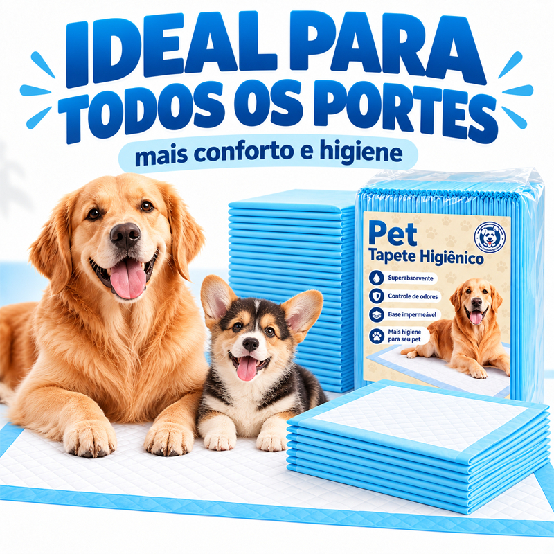 Tapete higiênico super carpete para cães e gatos 90X60 cm / 60X60 cm, absorvente e prático