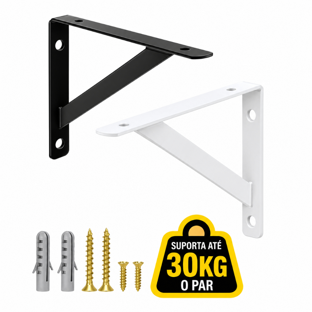 Kit Mãos Francesas 20cm 30cm 40cm 50cm Suporte De Prateleira Tampo De Mesa E Bancada