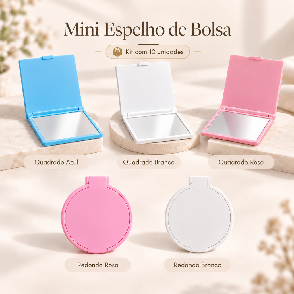 10 Espelhos de Bolsa Espelhos Lembrancinha Dia da Mulher Espelho dia das Mães Maquiagem