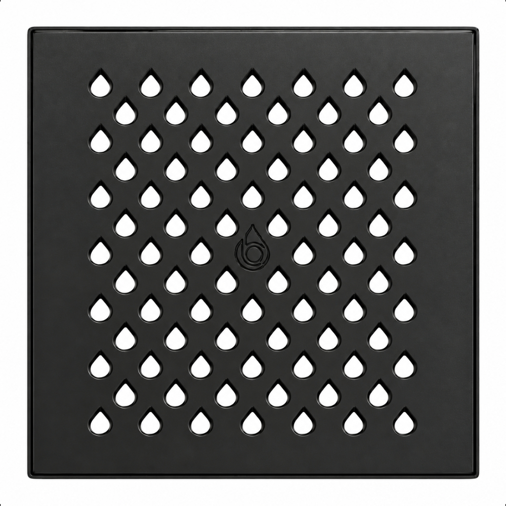 Ralo Quadrado Gota 10x10cm em Metal Preto