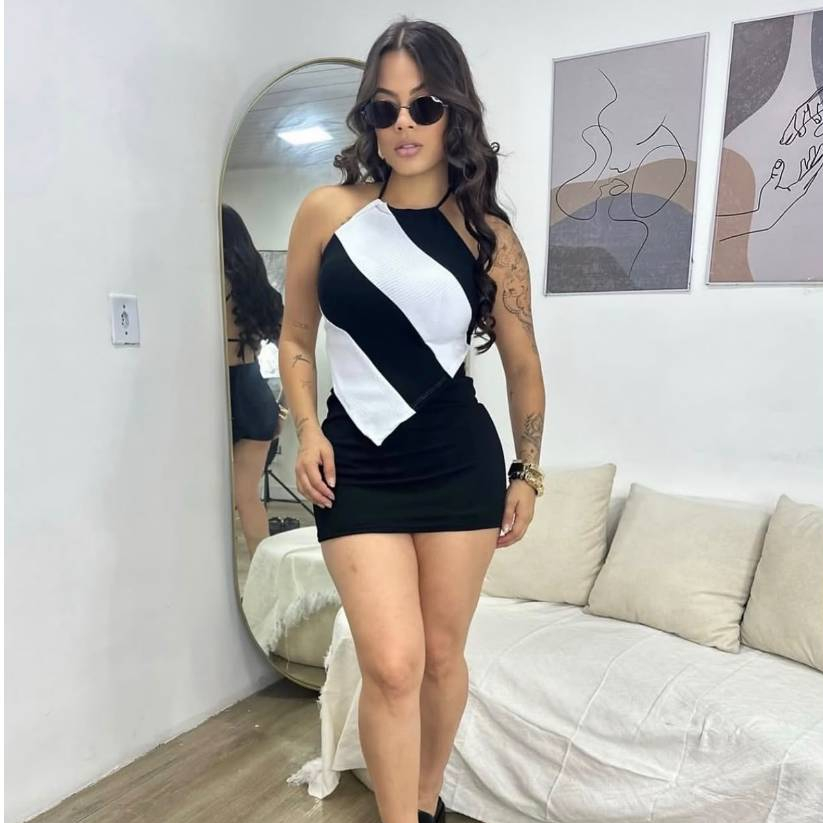 Conjunto Cropped e short Saia Tricô Modal frente unica,  tam unico Conjunto cropped duas cores frente unica e short saia