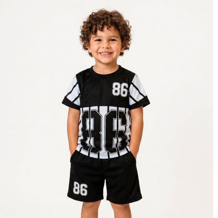 Conjunto infantil masculino roupa juvenil bermuda e camisa masculina