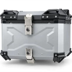 Bau Bauleto 45 Litros Prata ACM Aluminio Bagageiro Suporte Universal Xtreme Com Encosto Passageiro
