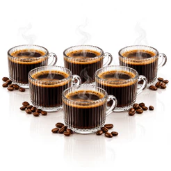 Jogo 6 Xícaras de Vidro 90ml Wolff Lines para Café Expresso Cafezinho Café da Manhã Mesa Posta Bar Cozinha Casa Presente