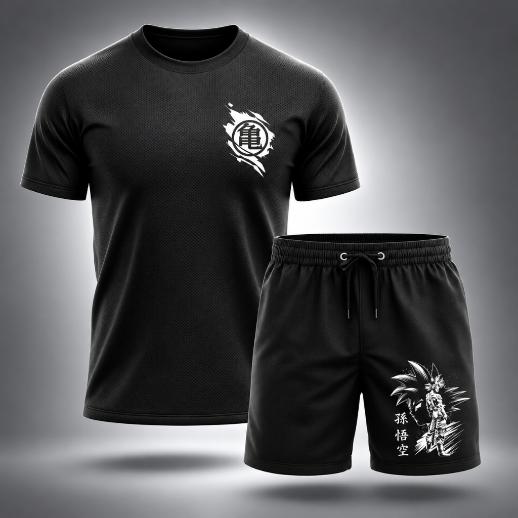 Kit Conjunto 1 Short 1 Camisa Dry fit - Bermuda Tactel Mauricinho Esportivo Academia Slim GK