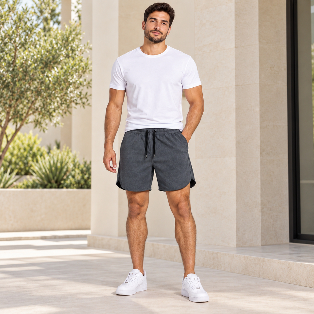 Short Masculino De Academia Corte V Em Tactel Com Elastano Premium | Conforto