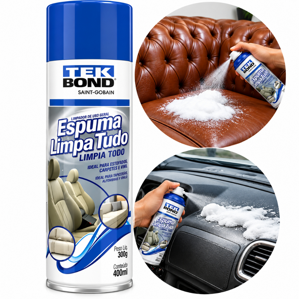 Espuma Limpa Estofado Vinil Couro Tek Bond 400ml/370g - ENVIO IMEDIATO