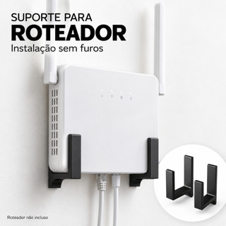 Suporte Para Roteador Modem Wi-Fi Parede Sem Furo Fita 3M Universal Organizador de Cabos Casa Escritório 4 cm e 5 cm