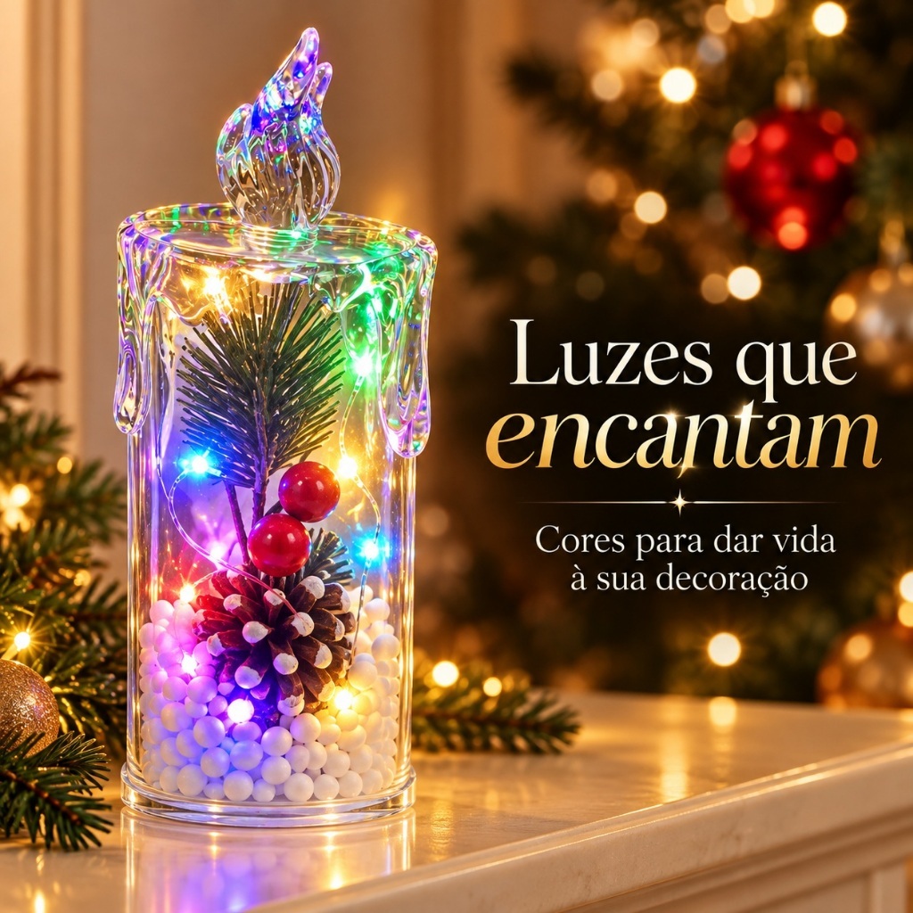VELA LED NATALINA DECORAÇÃO DE NATAL PRESENTE — imagem 2 de 2