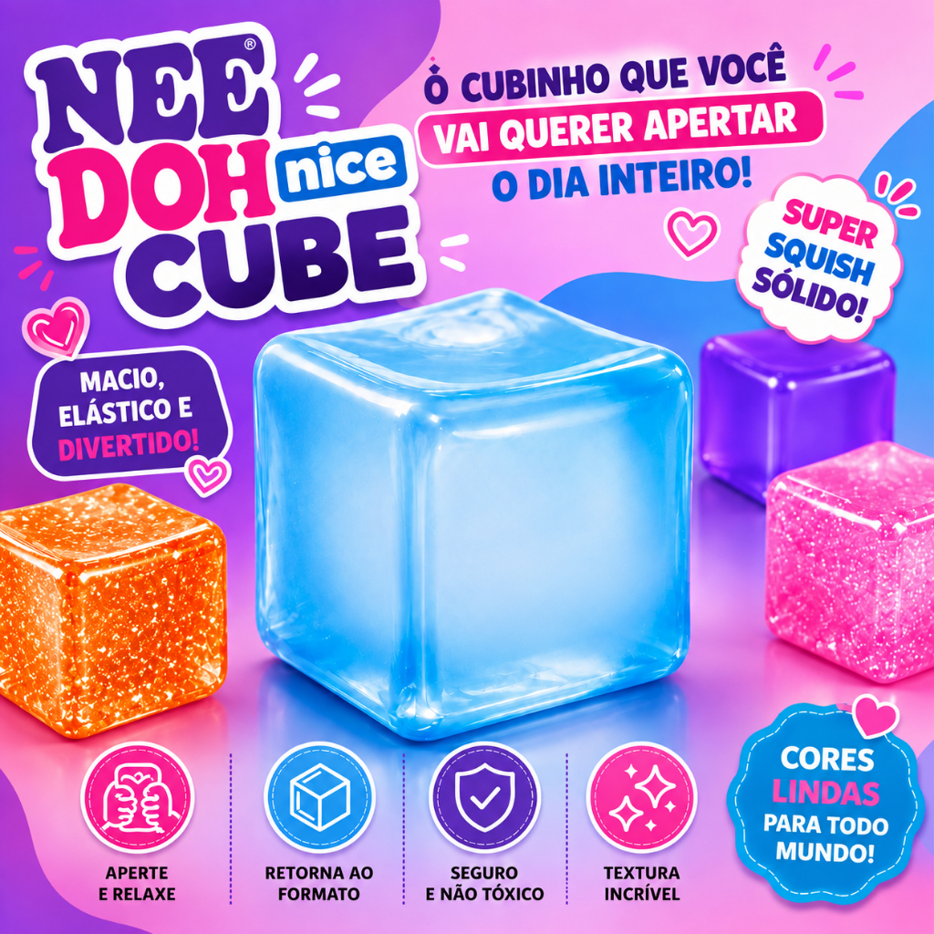 Squishy Cubo de Gelo Macio Anti-Estresse Brinquedos Infantil Elástico Sensorial 5cm Nee Doh Nice