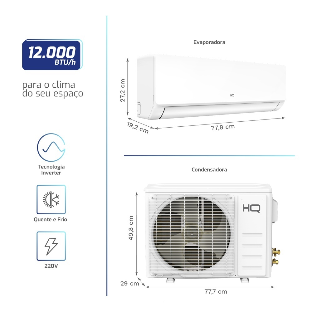 Ar Condicionado Split HQ Hi Wall Inverter 12.000 BTU/h Quente e Frio Monofásico Branco VIHT12CH3S2S723 220V · foto 2