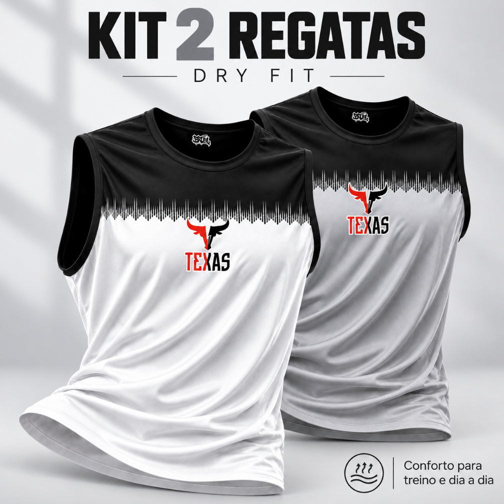 Kit 2 Regatas Masculinas Dry Fit Academia Treino Musculação Corrida Esportiva Leve Secagem Rápida