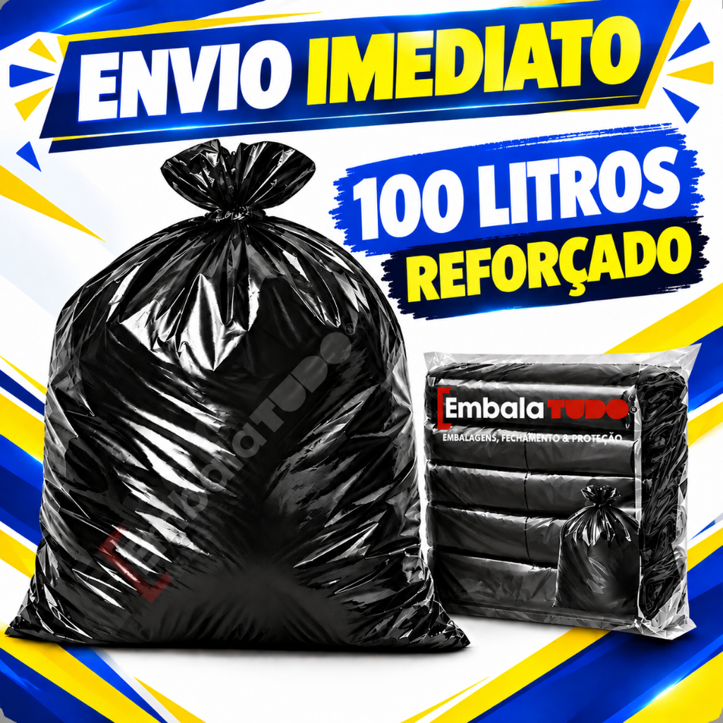 Saco de lixo 100 Litros Com 100 Unidades Reforçado direto da fábrica