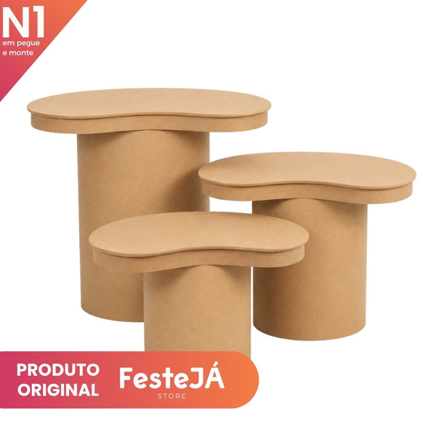 Trio de Tampo Babado Orgânico MDF para Cilindros