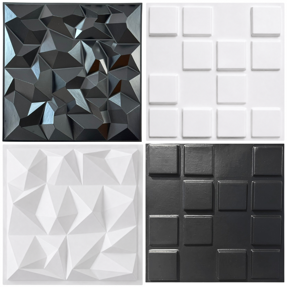 Kit 30 / 40 / 50 / 60 / 75 Placas - kit placas PVC 3D Revestimento de Parede Decorativa 25x25 cm