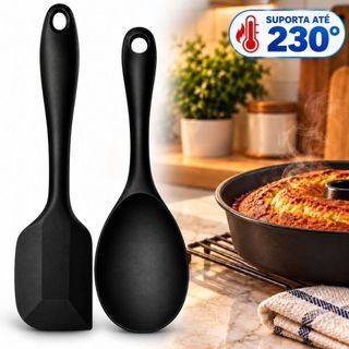 Kit Colher de Silicone e Espátula de Silicone Pão Duro - Talheres de Silicone Cozinha Silicone Air Fryer
