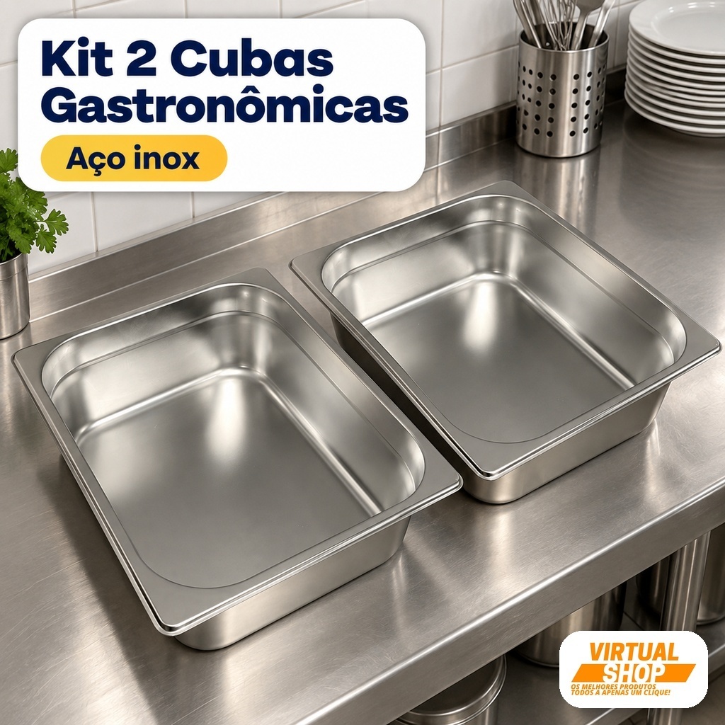 2 kit de Cuba Gastronomica Buffet Condimentadora Aco Inox