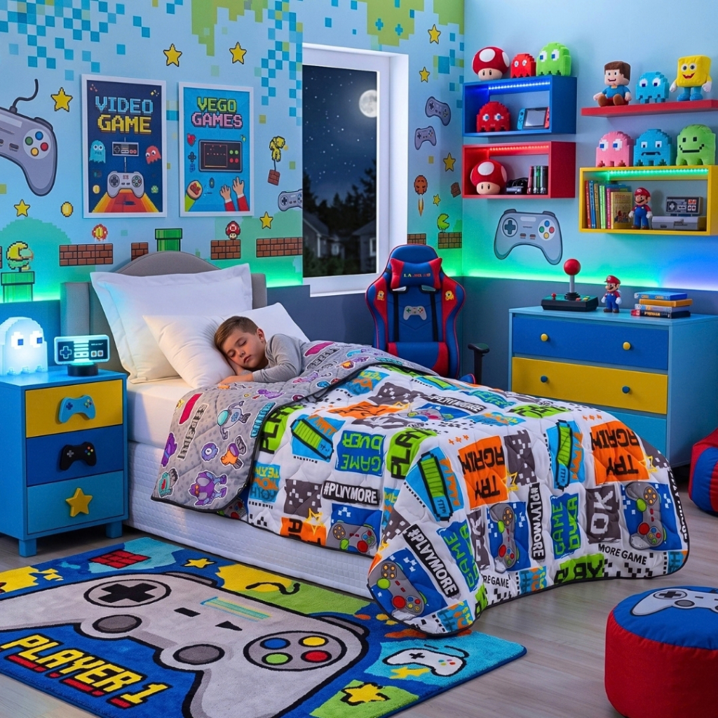Edredom Solteiro Dupla Face Estampada 100% Microfibra Menino e Menina Rosa Azul Infantil Criança