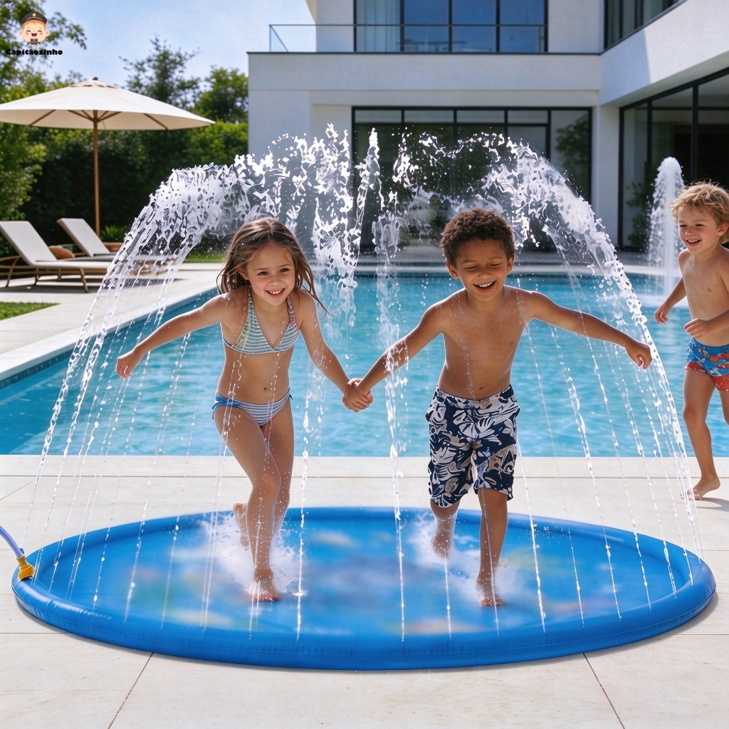 Piscina Com Chafariz Brinquedo Tapete Inflavel Pulverizador