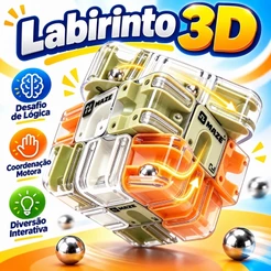 Cubo Mágico 3x3 Labirinto com Esfera - Brinquedo Educativo de Raciocínio Lógico e Anti-Stress para Crianças e Família