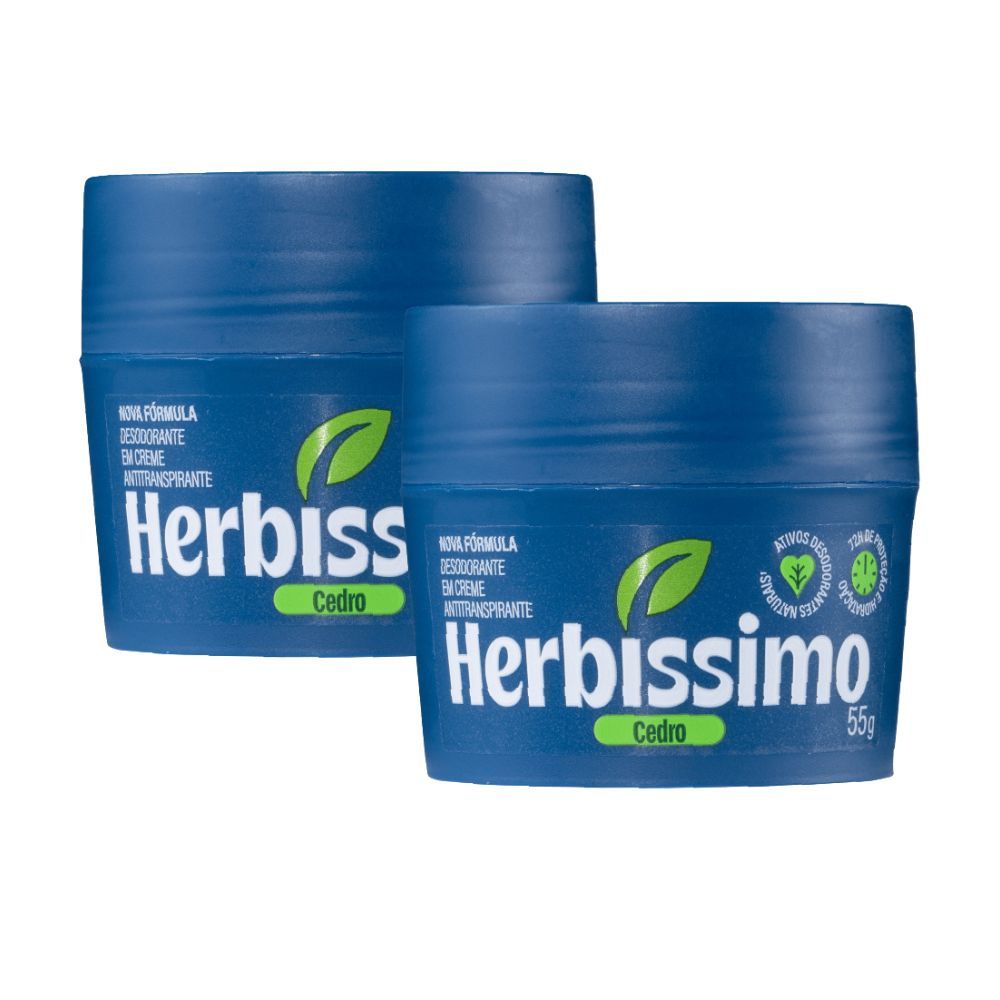 Kit Desodorante Em Creme Antitranspirante Herbíssimo Cedro 55G (2 unidades)