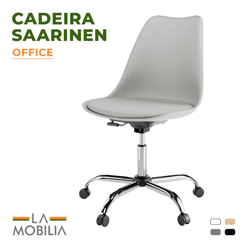 Cadeira Saarinen Giratória Base Cromada Polipropileno Executiva e Escritório Home