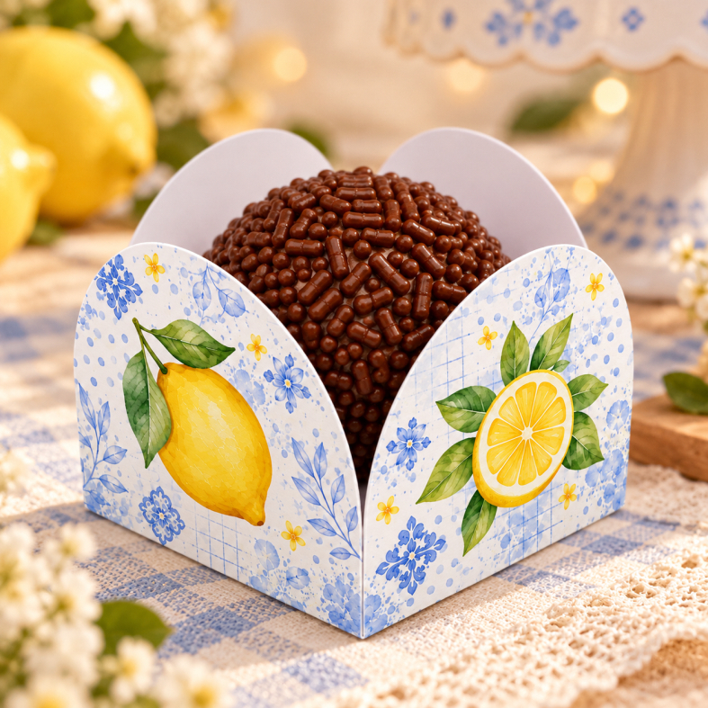60 / 120 Forminhas para Doces 4 Pétalas Limão Siciliano – Decoração Festa