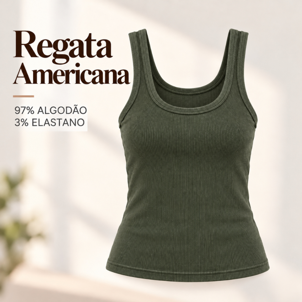 Regata Feminina Ribana Canelada Algodão com Elastano