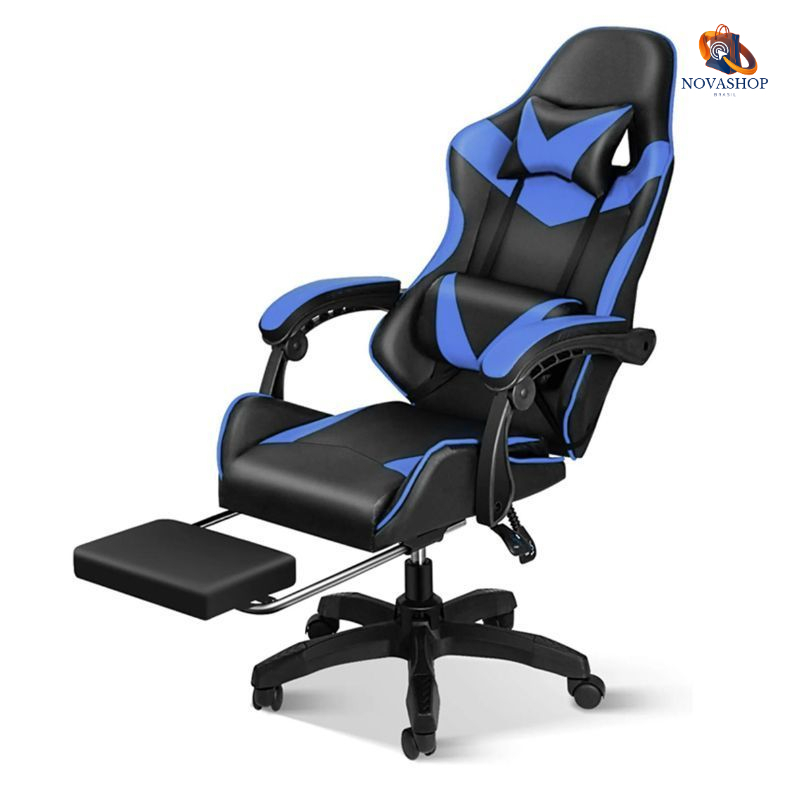 Cadeira Pc Gamer Giratória Ergonimica Em Couro Com Descanso Para os Pés Conforto