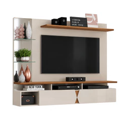 Painel Para Tv Intense Lukaliam Off White / Damasco