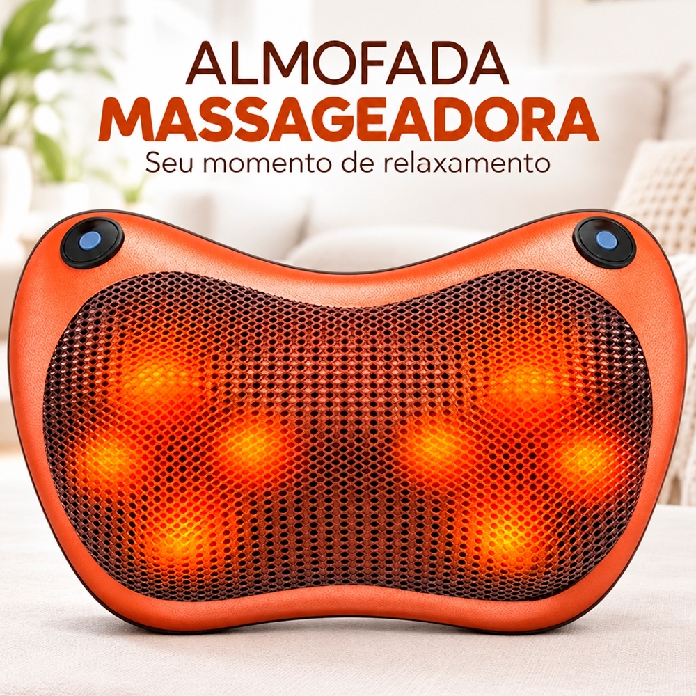Imagem Massageador 8 Bolas Shiatsu Lombar Pescoço Veicular E Casa Almofada Lombar Pescoço Pés