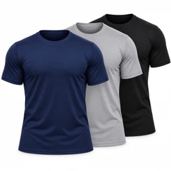 Kit 3 Camiseta Masculina DryFit Lisa Academia Corrida UV Treino Fitness Leve com Elasticidade Secagem Rápida Confortável