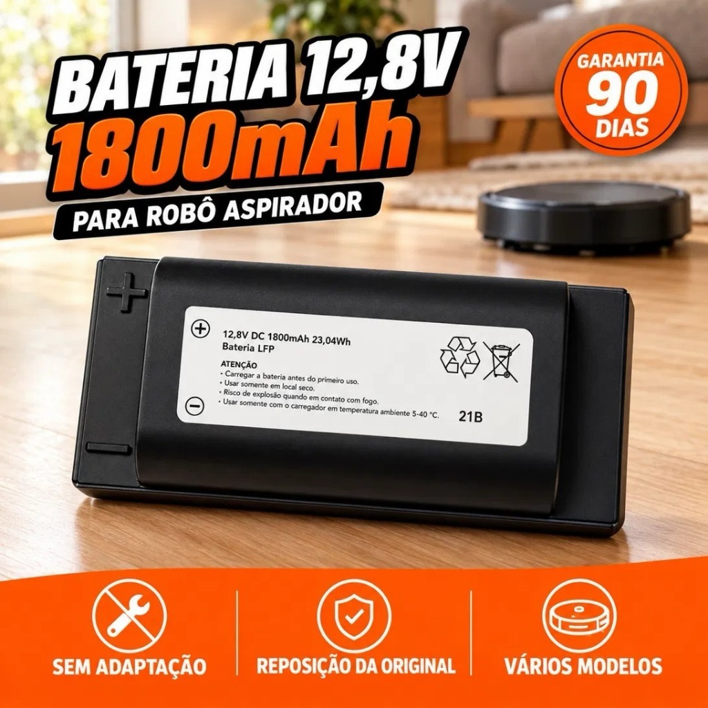 Bateria Robo Aspirador M0ndial, Clean Easy RB-01 RB-07 RB-08 RB-09 RB-11 12.8V 1800mAh Recarregável Original Reposição