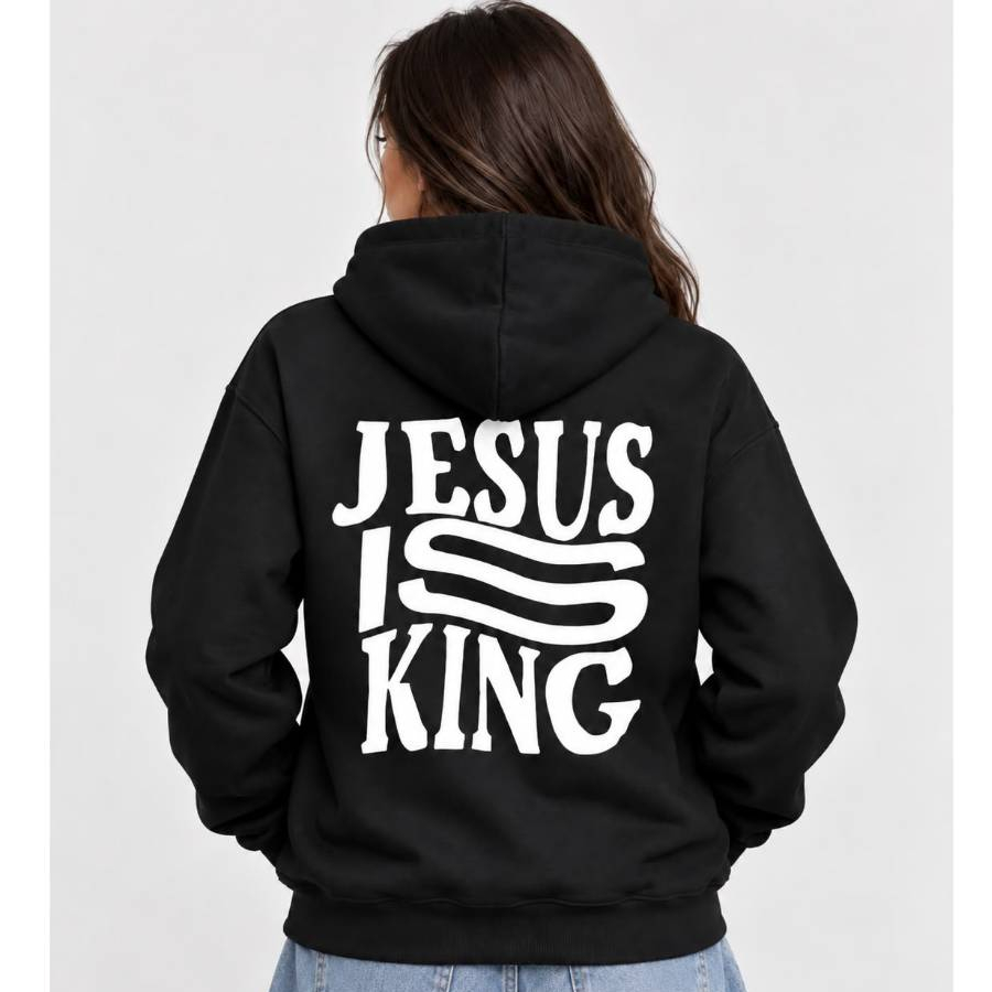 Moletom Canguru Jesus Is King Com Capuz  Bolso Casaco Feminino Masculino Flanelado Unissex Inverno Frio Blusa
