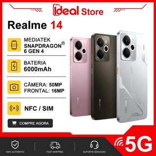 realme 14 5G Armazenamento 256GB/512GB+ 8GB/12GB RAM, Snapdragon 6 Gen 4, Bateria 6000mAh, Versão Global.