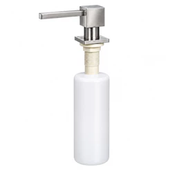Dispenser/ Porta Detergente de Embutir em Cuba Cozinha Dosador Quadrado 320ml Metal Escovado