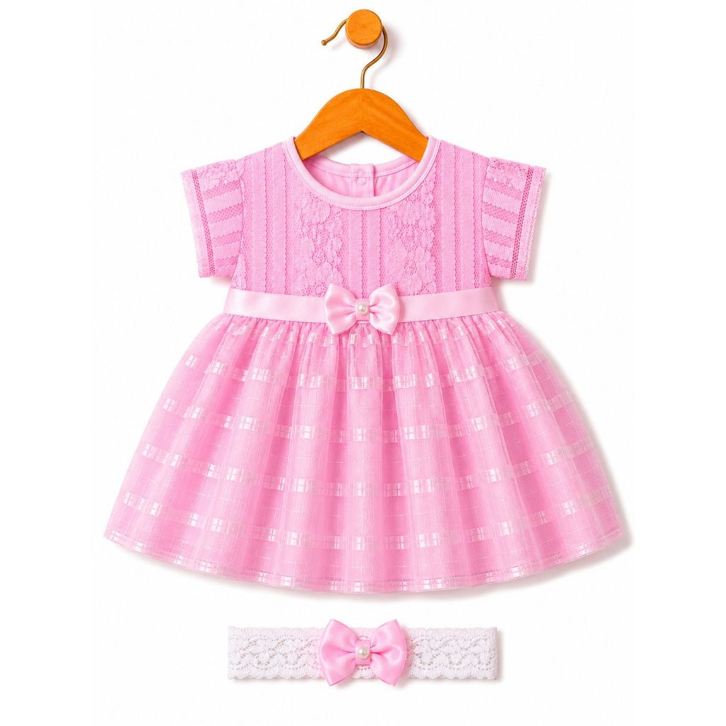 Roupa Feita p Bebe Reborn Vestido Princesa + Faixinha de Cabelo Boneca 48cm