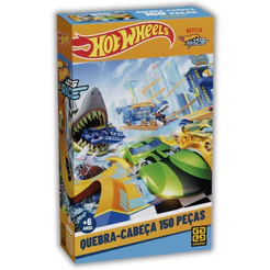 QUEBRA CABEÇA HOT WHEELS 150 PEÇAS GROW PUZZLE CARROS CORRIDA VEÍCULOS AUTOMÓVEIS DESENHO CAR MATTEL