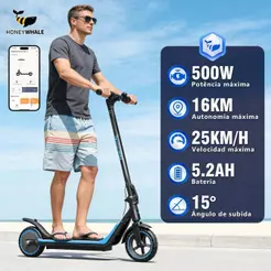 500W HONEYWHALE M1 LITE patinete elétrico scooter para adultos,Capacidade de Carga de 120KG