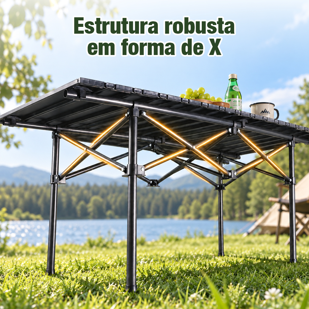 Kit Mesa Dobrável Com 4 Cadeiras JOYFOX Mesa Dobravel Portatil 90x55cm Mesa de Campismo Acampamento — imagem 2 de 2