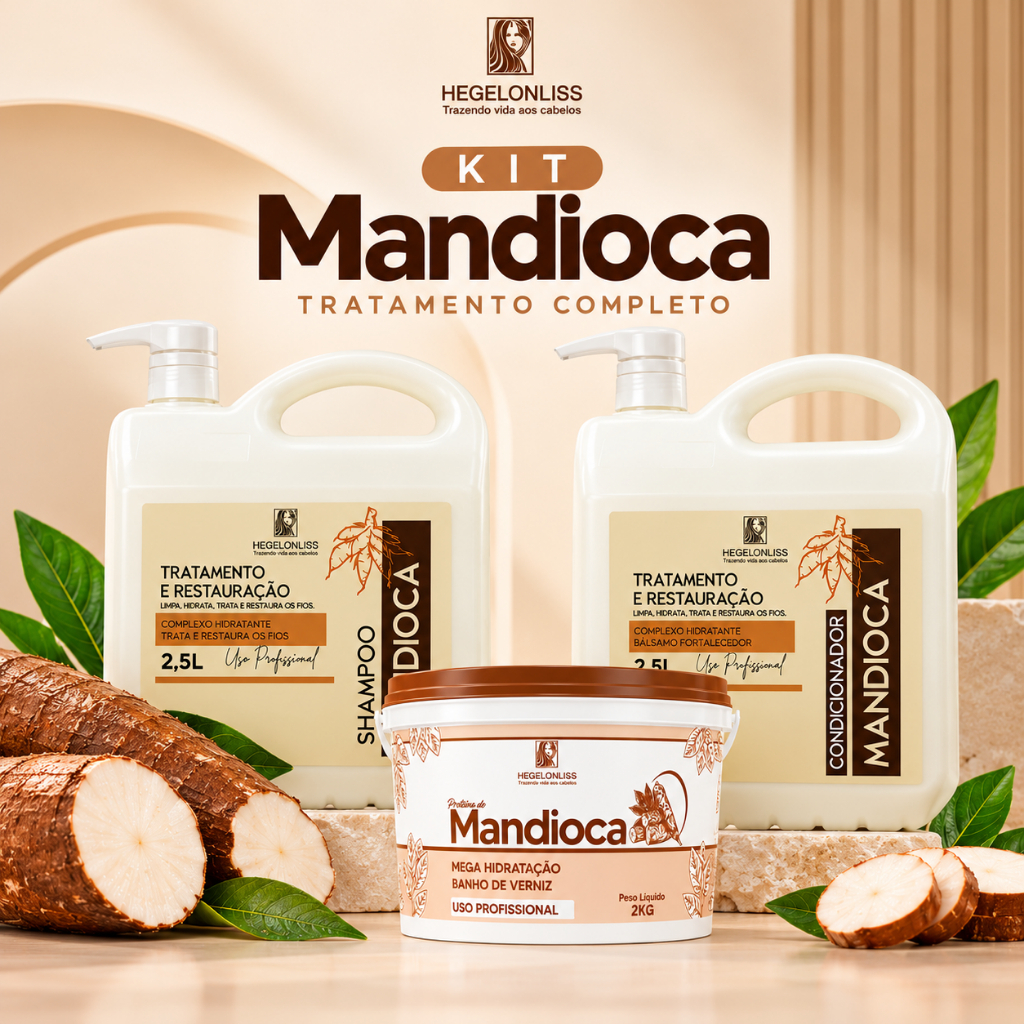 Shampo e Condicionador de Mandioca 2.5 L - Shampo Profissional - Kit Mandioca