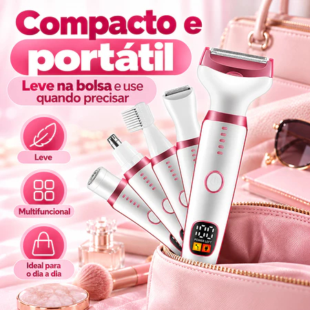 Barbeador Elétrico 4 em 1 para Mulheres Remoção de Pelos Corporais feminino/aparador de pelos do nariz e sobrancelhas