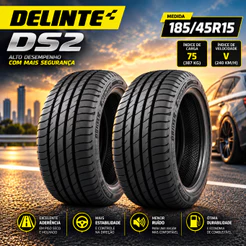 Kit 2 Pneu 185/45R15 75V Delinte DS2 Aro 15 Esportivo Baixo Perfil