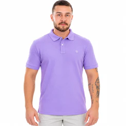 Polo Masculina Lilás Slim em Piquet com Botões Conforto, Estilo Moderno e Caimento Perfeito